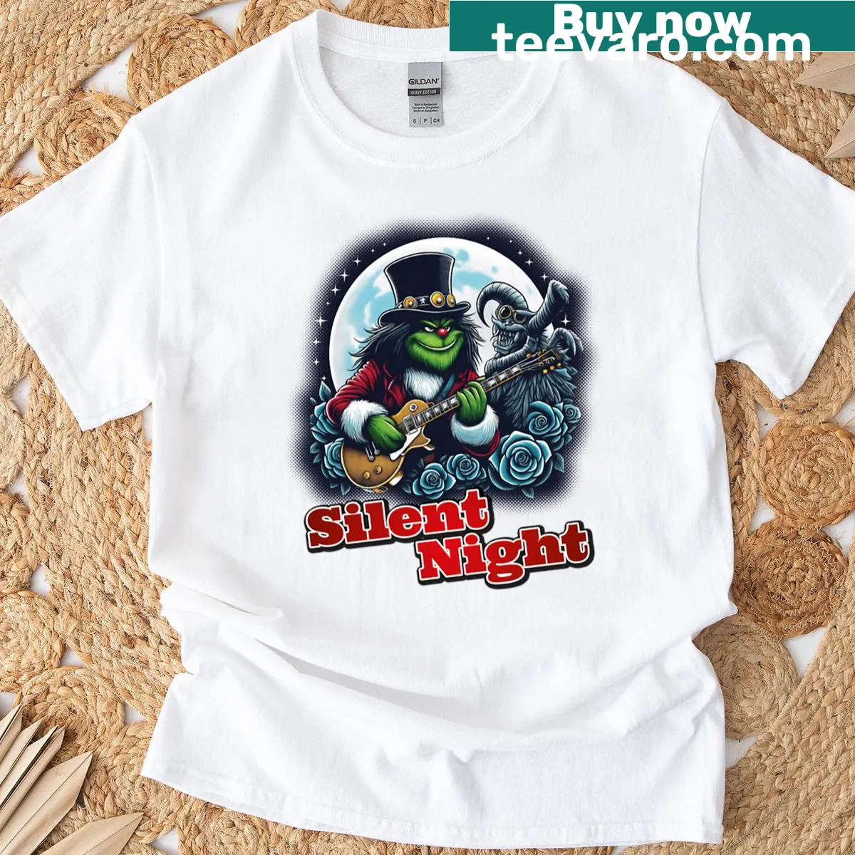 Illustration of a Grinch with edgy design on a Christmas T-shirt — on a men's t-shirt