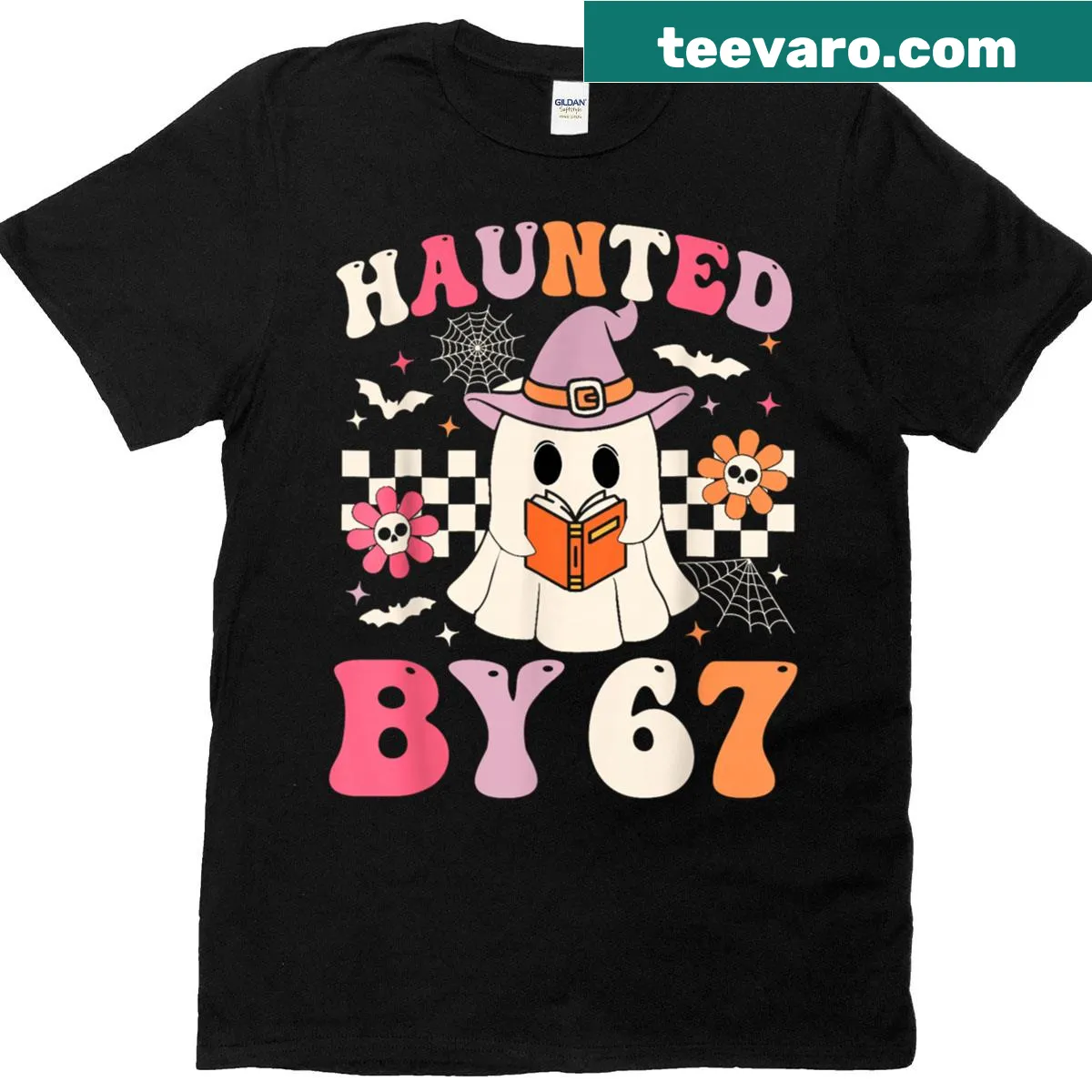 Funny Halloween-themed text 'Six Seven 6 7' for teachers — on a men's t-shirt