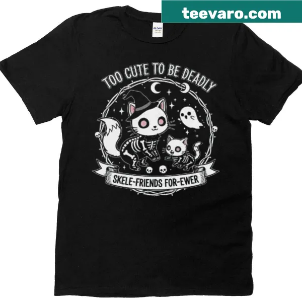 Oversized t-shirt featuring a cute skeleton cat graphic
