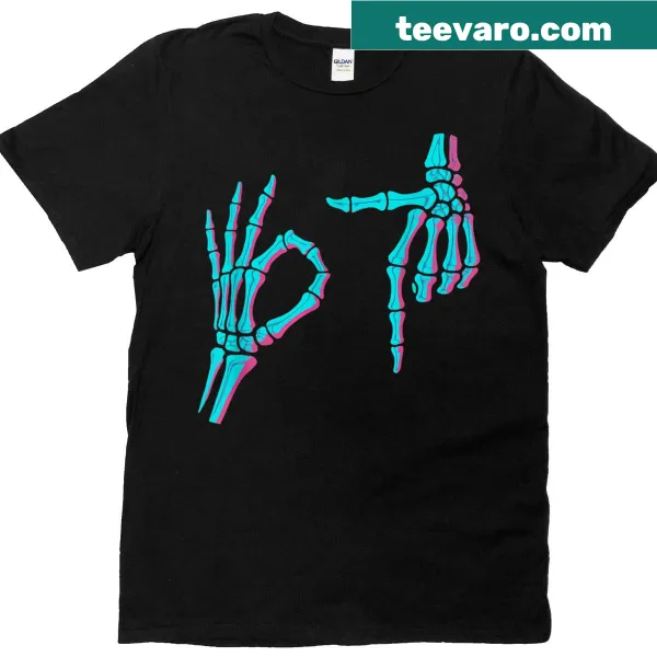 Cartoon skeleton hand graphic with Six Seven Halloween theme