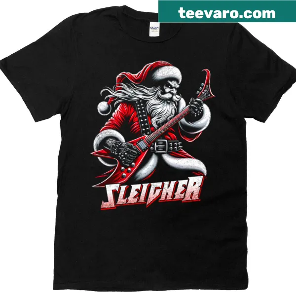 Heavy metal Santa Claus graphic T-shirt for Christmas