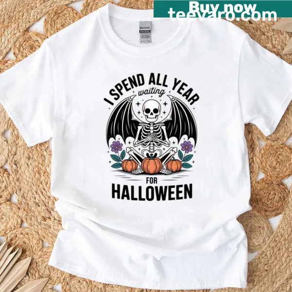 Oversized Halloween-themed shirt with funny text design