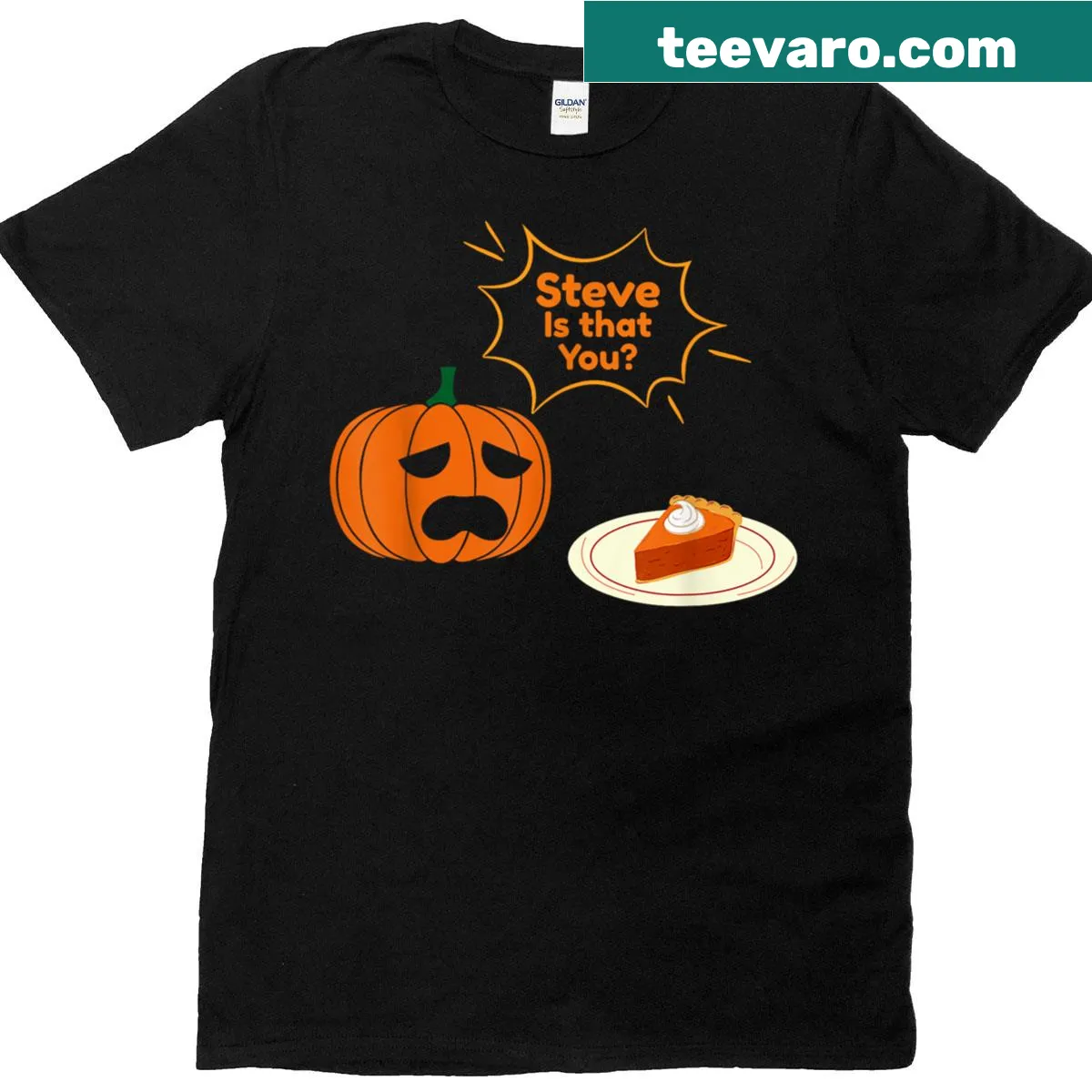Funny pumpkin-themed Thanksgiving T-shirt with humorous text. — on a men's t-shirt