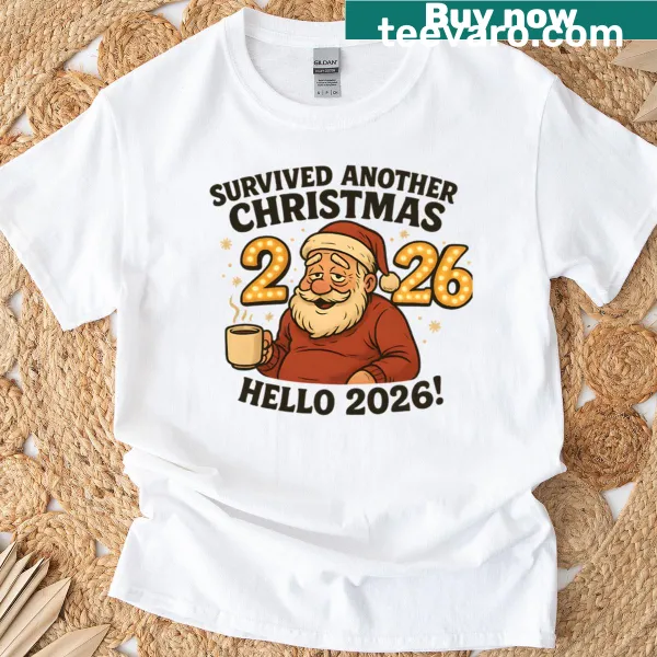 Holiday T-shirt with humorous text about surviving Christmas
