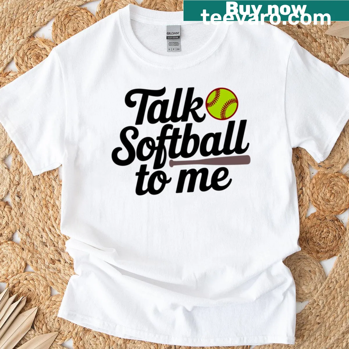 T-shirt featuring the phrase Talk Softball To Me — on a men's t-shirt