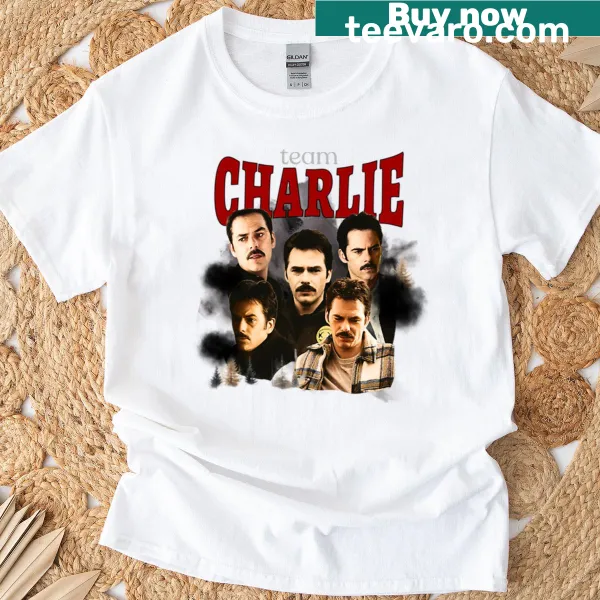 Funny vampire-themed T-shirt with Team Charlie text for women