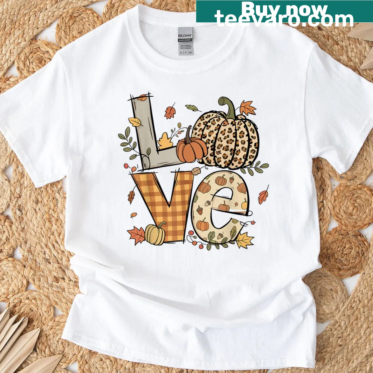 Leopard print pumpkin design for Thanksgiving celebration — on a men's t-shirt