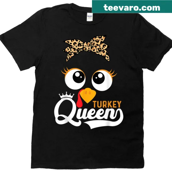 Funny Thanksgiving T-shirt with turkey face and leopard print