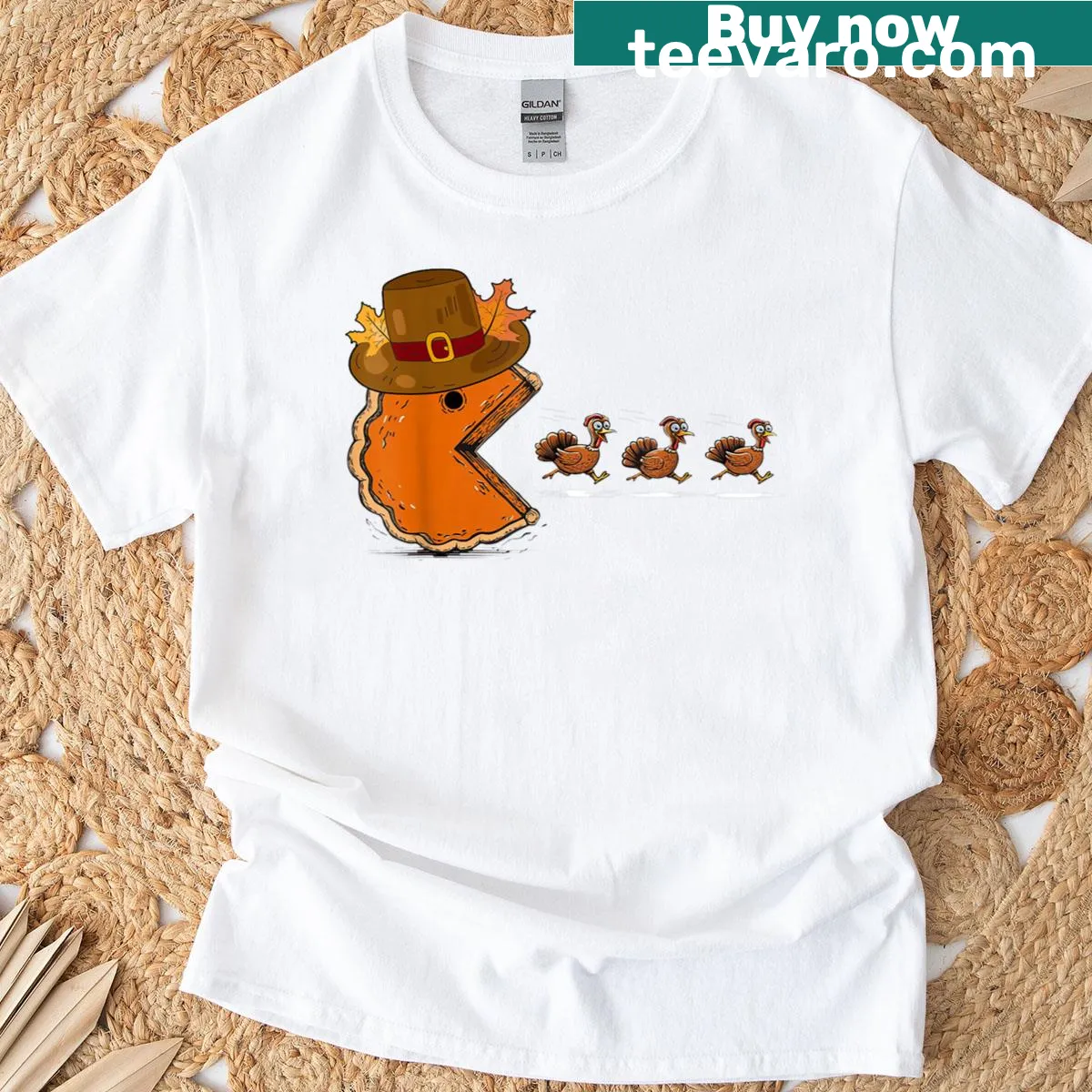 Thanksgiving t-shirt with gaming and turkey theme — on a men's t-shirt