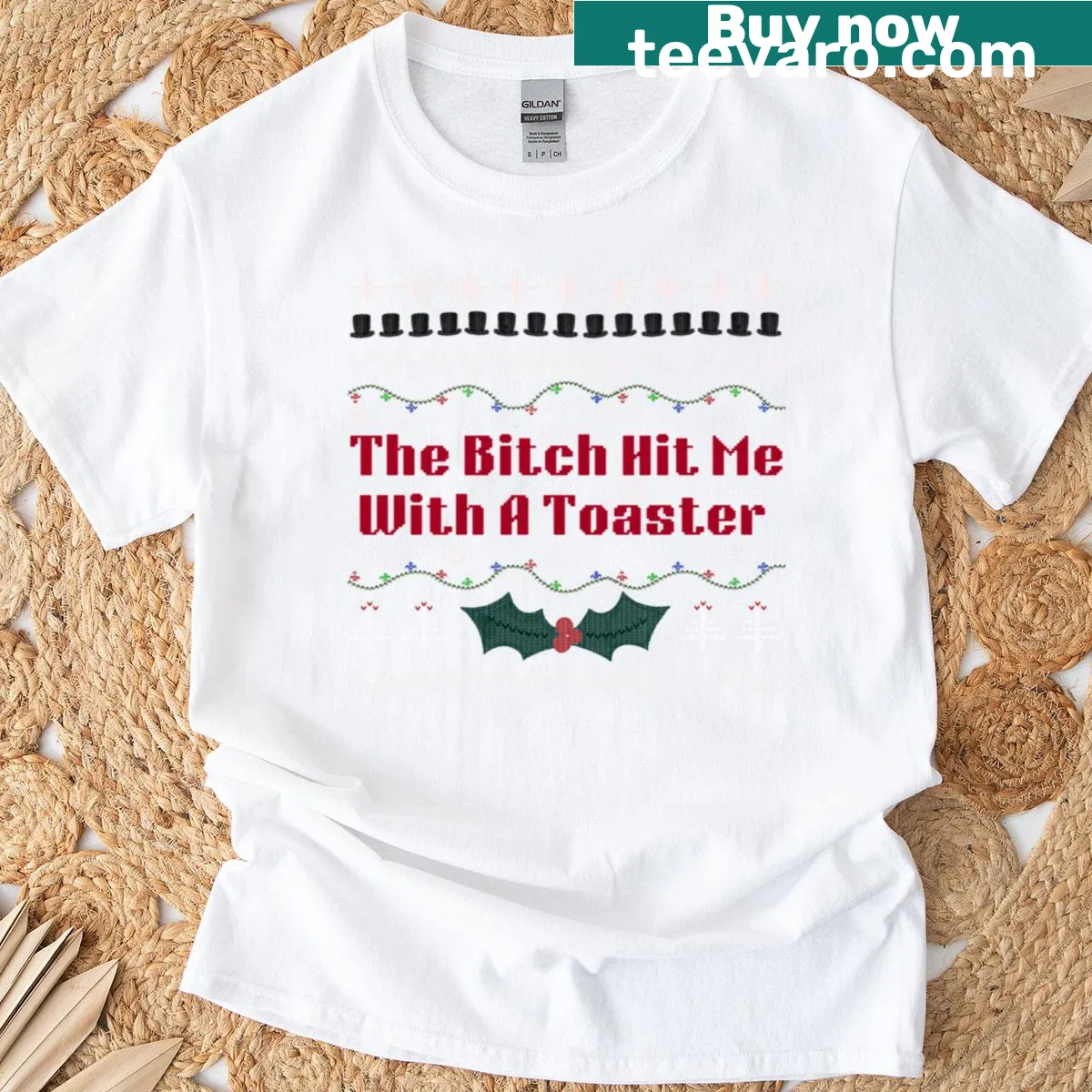 Funny Ugly Christmas T-shirt with toaster graphic — on a men's t-shirt