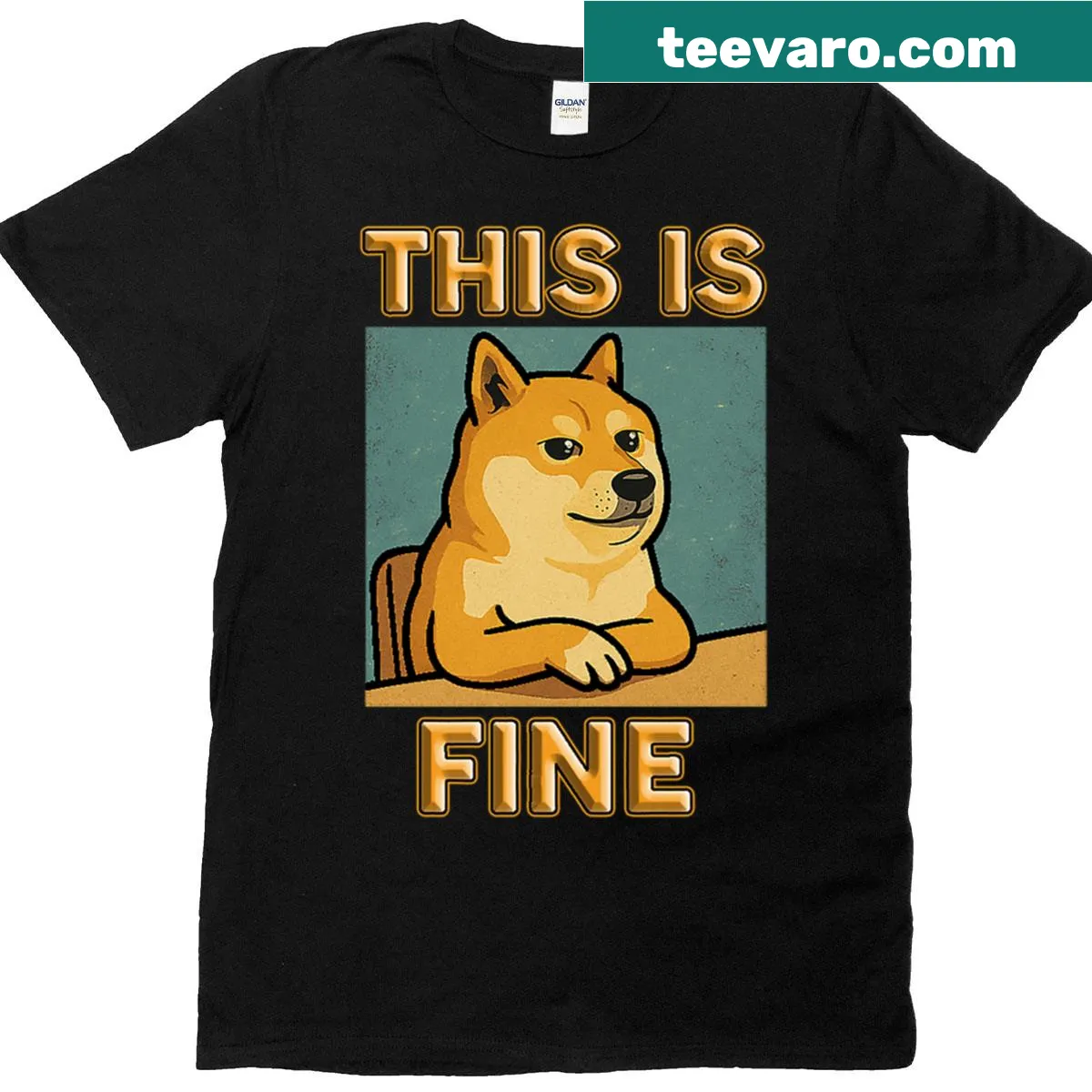 Oversized T-shirt with the phrase 'This Is Fine' in a humorous design — on a men's t-shirt