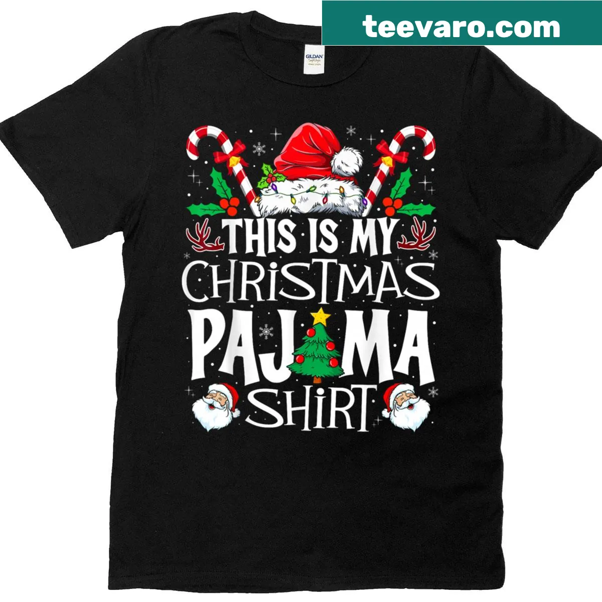 This Is My Christmas Pajama t-shirt with humorous design — on a men's t-shirt