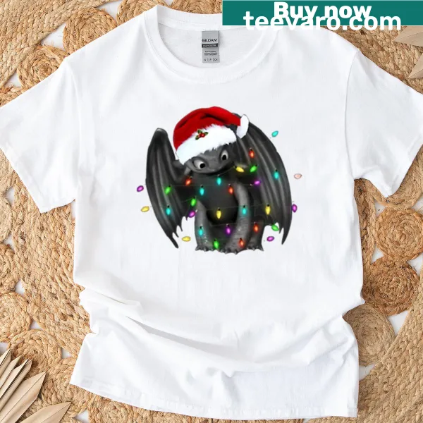 Toothless dragon with Christmas lights design on T-shirt