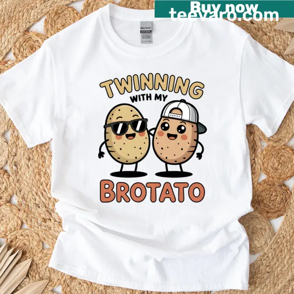 Cute potato t-shirt saying 'Twinning With My Bro'