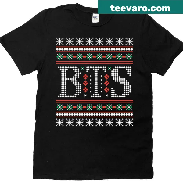 Vintage distressed T-shirt featuring funny BTS holiday-themed graphics