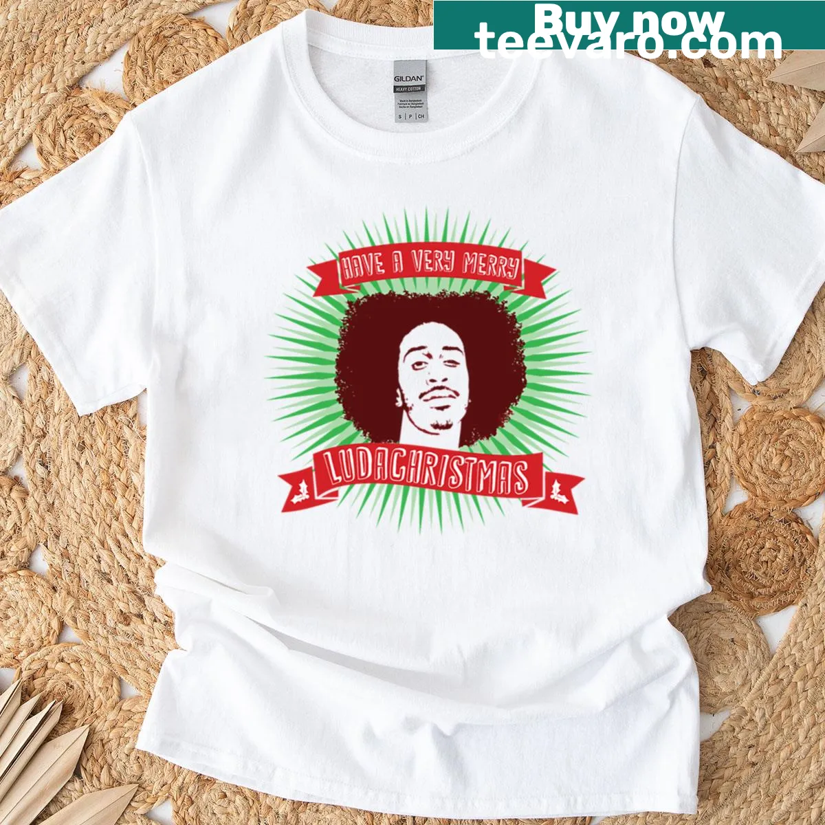 Funny Very Merry Ludachristmas T-shirt with playful typography — on a men's t-shirt