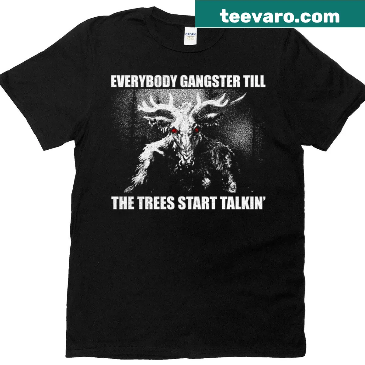 Vintage horror t-shirt with Wendigo and meme graphic — on a men's t-shirt