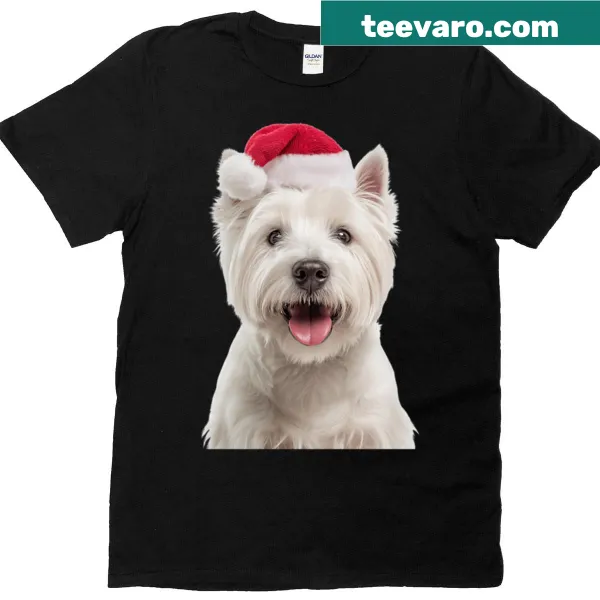 Oversized T-shirt with festive West Highland White Terrier illustration