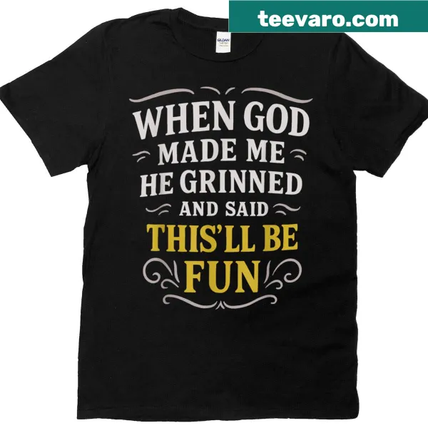 Funny graphic t-shirt with humorous text about divine purpose