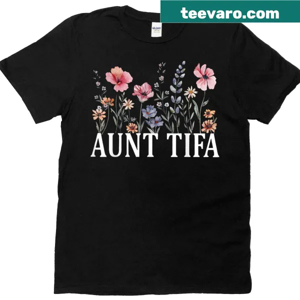 Vintage floral t-shirt with 'I Am Aunt Tifa' text