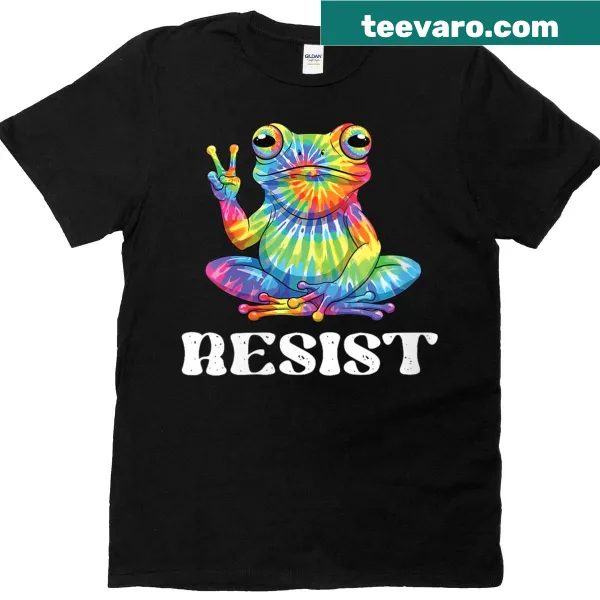 Illustrative T-shirt featuring a frog in a peaceful protest design