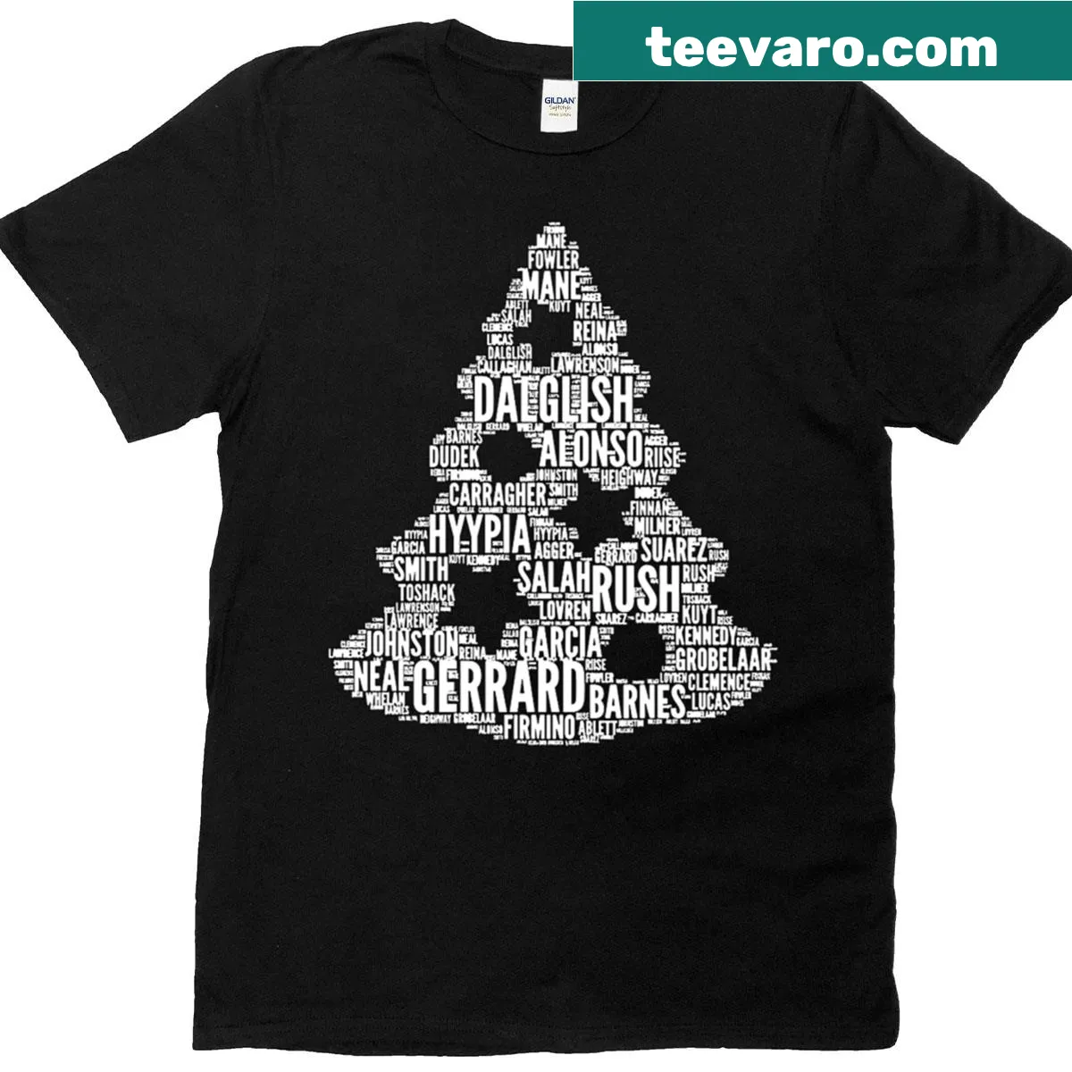 Illustrated Christmas tree T-shirt inspired by Liverpool — on a men's t-shirt