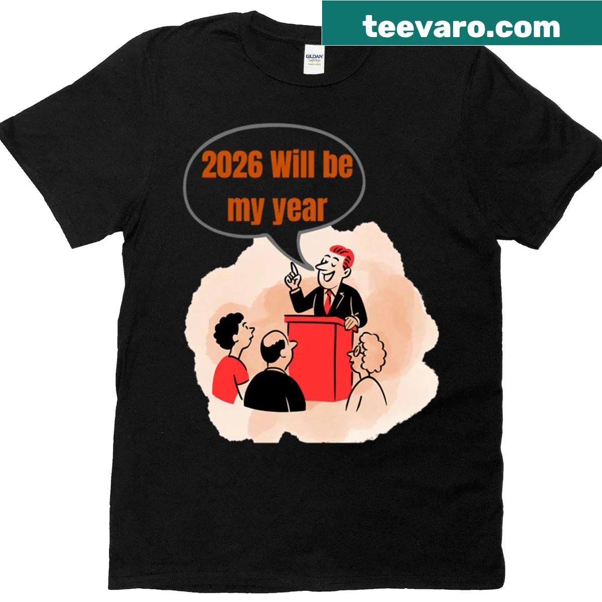 Inspirational T-shirt with the text '2026 Will Be My Year' in bold typography — on a men's t-shirt