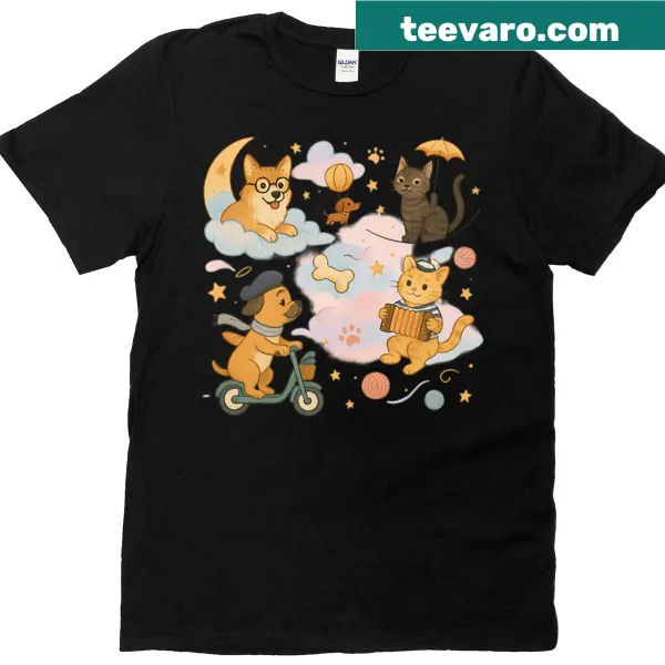 T-shirt featuring a whimsical fantasy-themed illustration