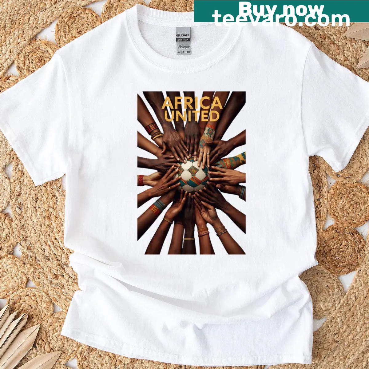 T-shirt featuring Africa United football design emphasizing unity — on a men's t-shirt