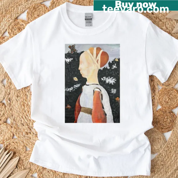 Artistic T-shirt featuring a portrait of Margarita of Gonzaga's recreation