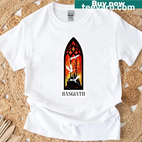 T-shirt featuring a stained glass window design inspired by fantasy
