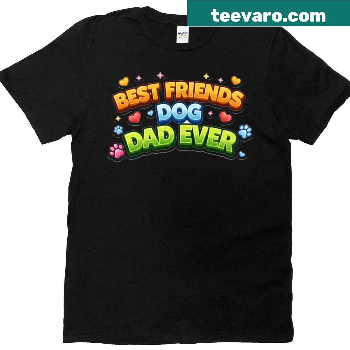 Typography t-shirt proclaiming Best Dog Dad Ever with a cute design — on a men's t-shirt