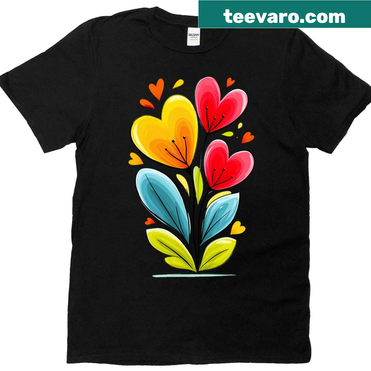 Heart with blooming flowers illustrated on a T-shirt — on a men's t-shirt