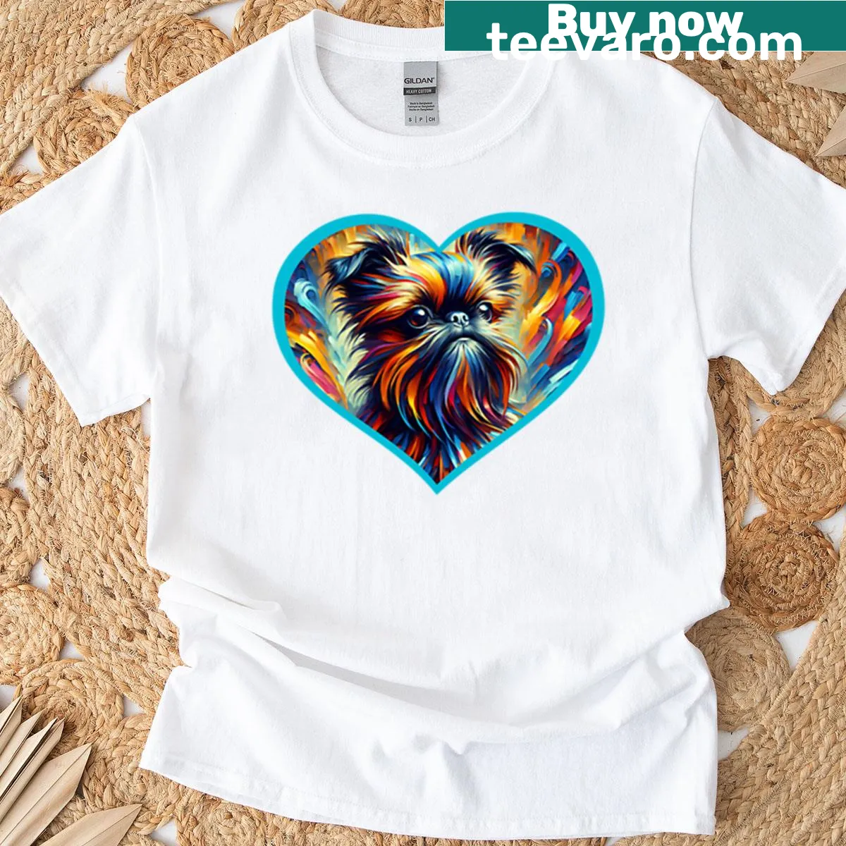 Brussels Griffon dog portrait t-shirt in realistic design — on a men's t-shirt
