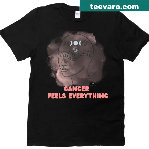 Minimal fine line zodiac art for Cancer on a t-shirt