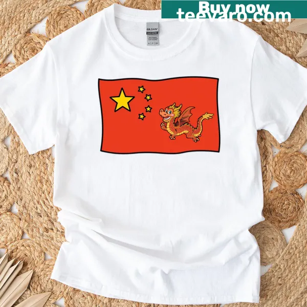 T-shirt with a China dragon and flag illustration