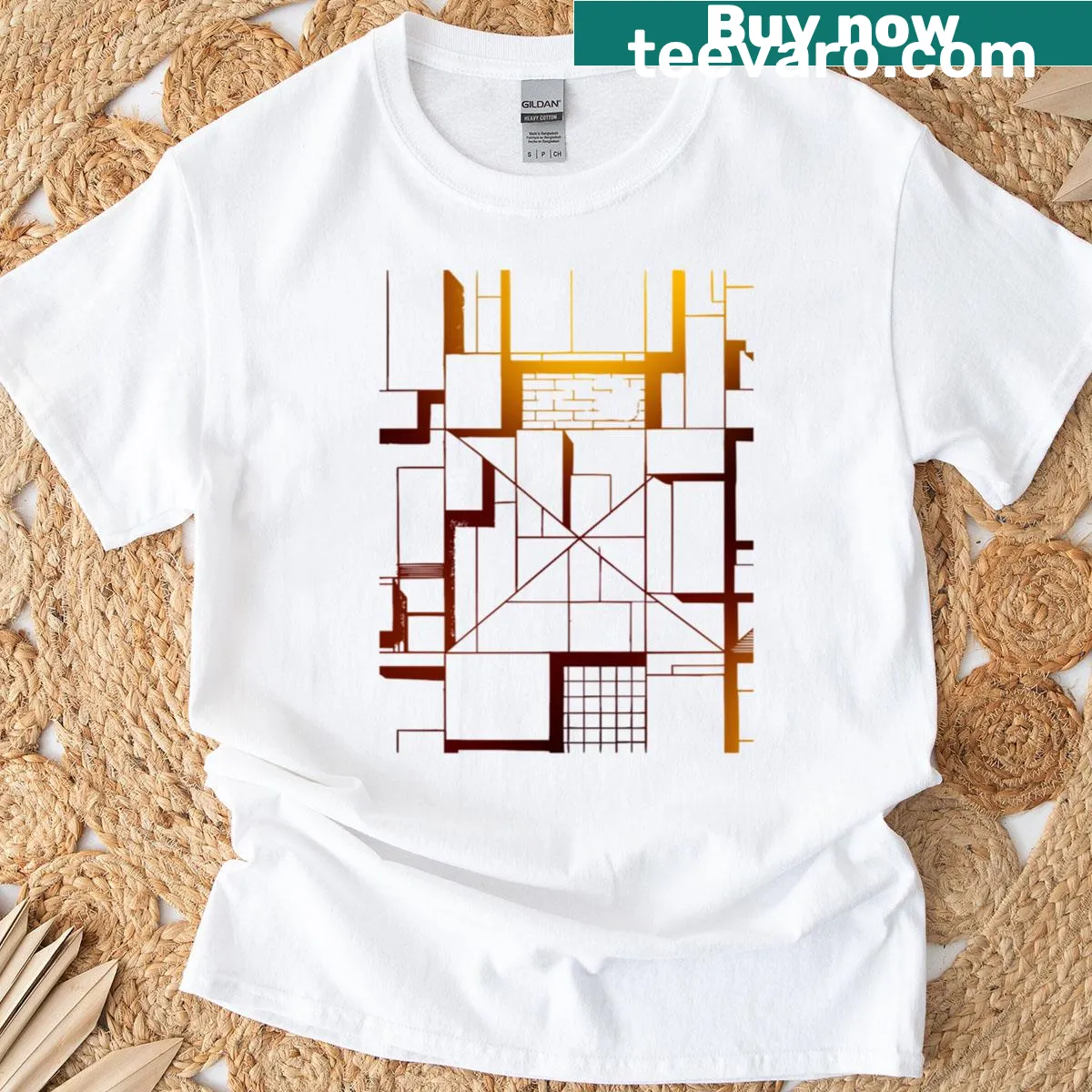Abstract typography T-shirt exploring complexity and space themes — on a men's t-shirt