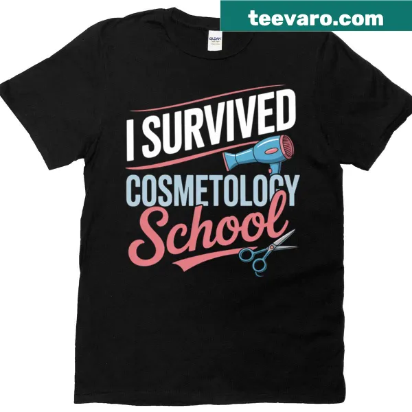 Graduation-themed cosmetologist t-shirt with bold typography
