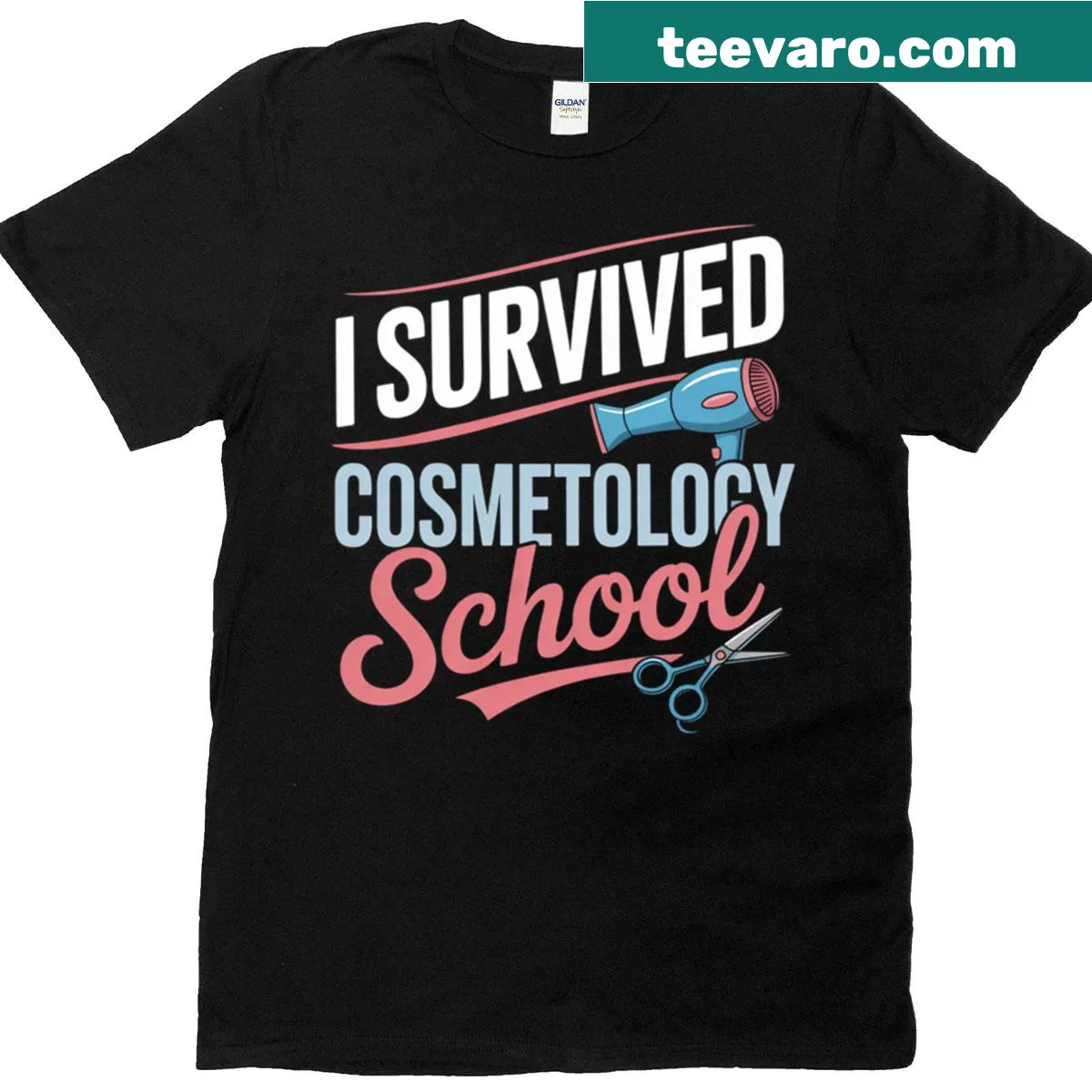 Graduation-themed cosmetologist t-shirt with bold typography — on a men's t-shirt