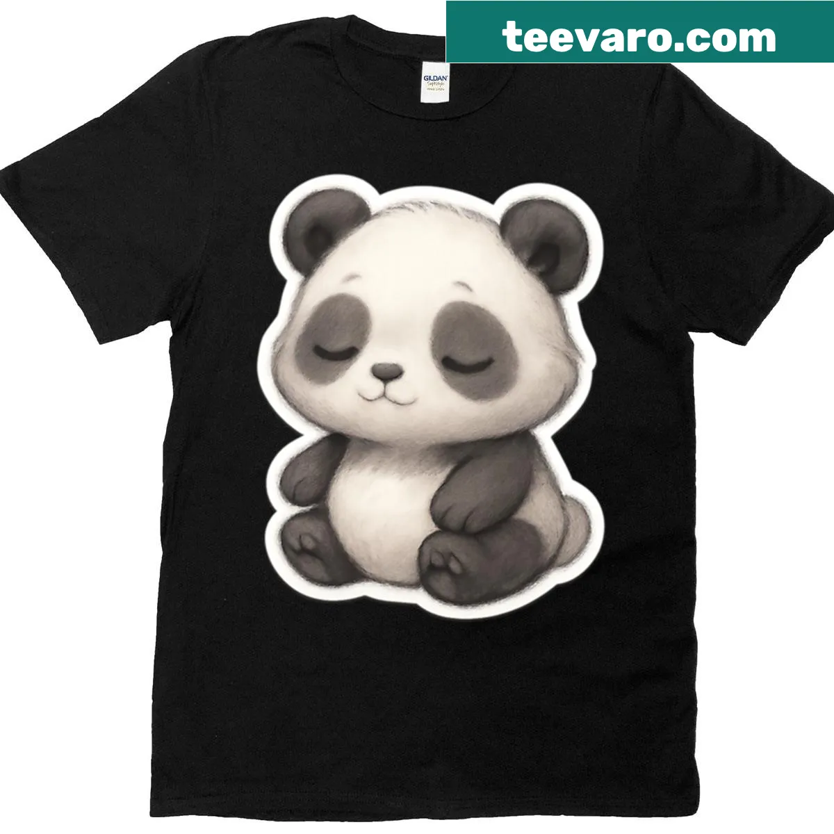 T-shirt featuring cute cartoon panda stickers — on a men's t-shirt