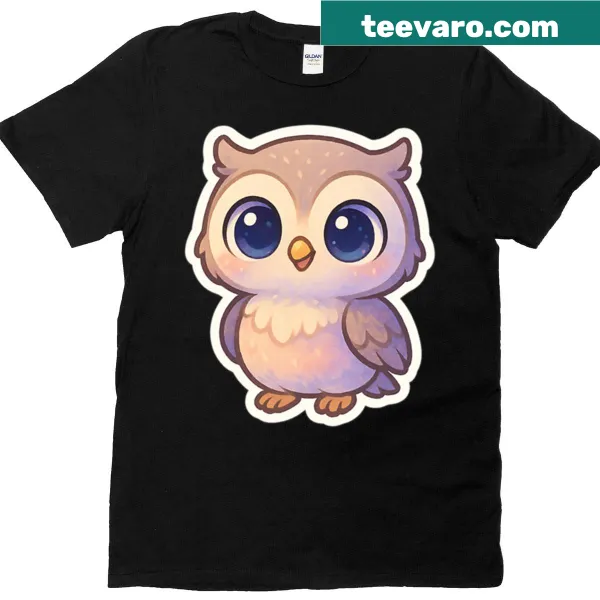 Cute T-shirt featuring a happy cartoon owl design for kids
