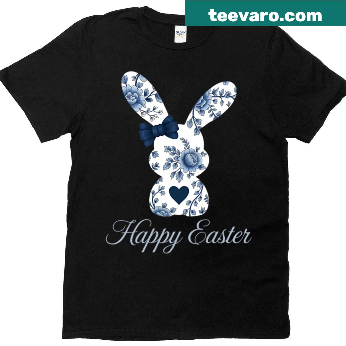 Charming floral bunny design on an Easter T-shirt for kids — on a men's t-shirt
