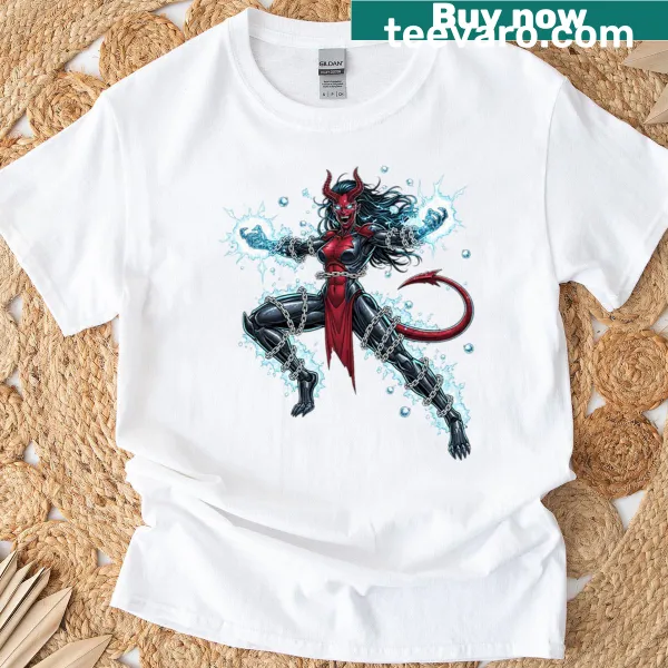 Edgy T-shirt featuring an illustration of an Electric Demon Queen