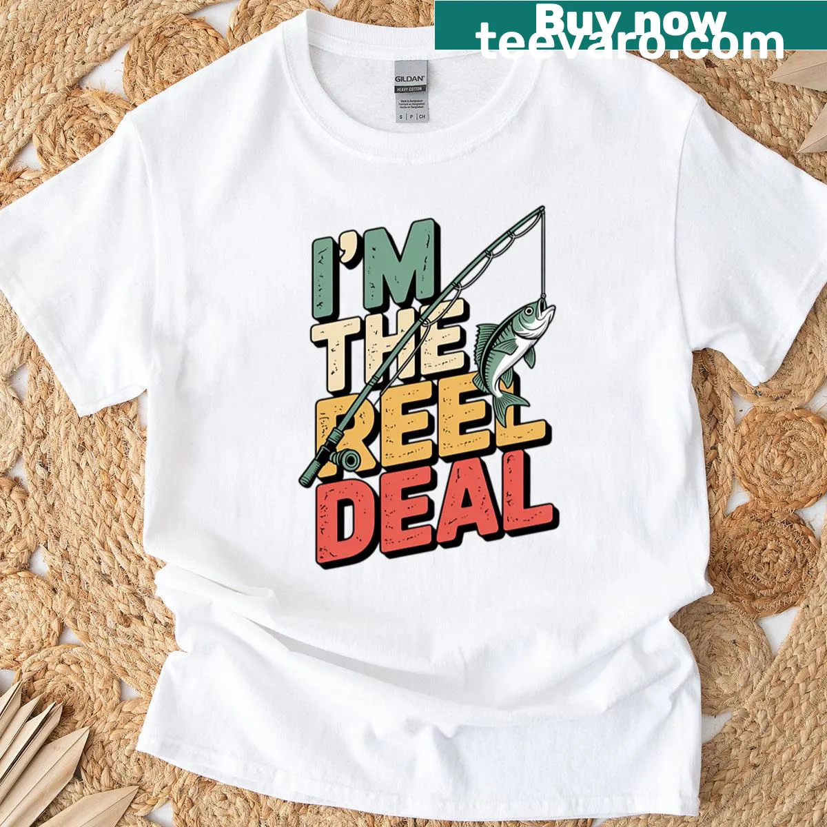 Funny t-shirt for dads who love fishing with clever text — on a men's t-shirt