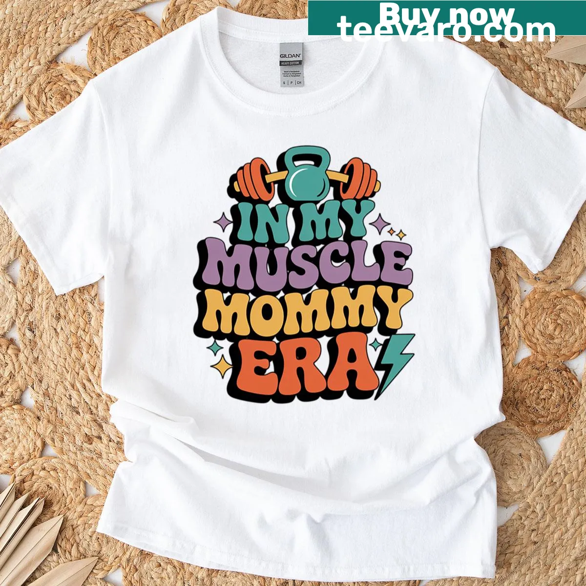 T-shirt with playful text 'Gym Mama' highlighting motherhood and fitness — on a men's t-shirt