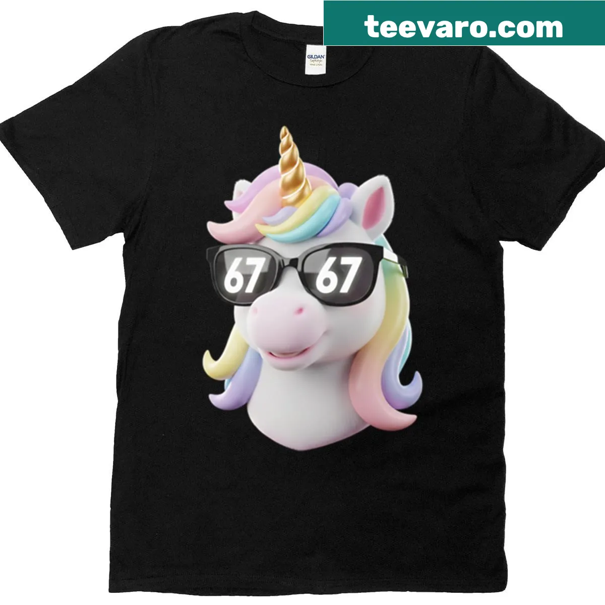 Playful unicorn face logo on a whimsical tee — on a men's t-shirt