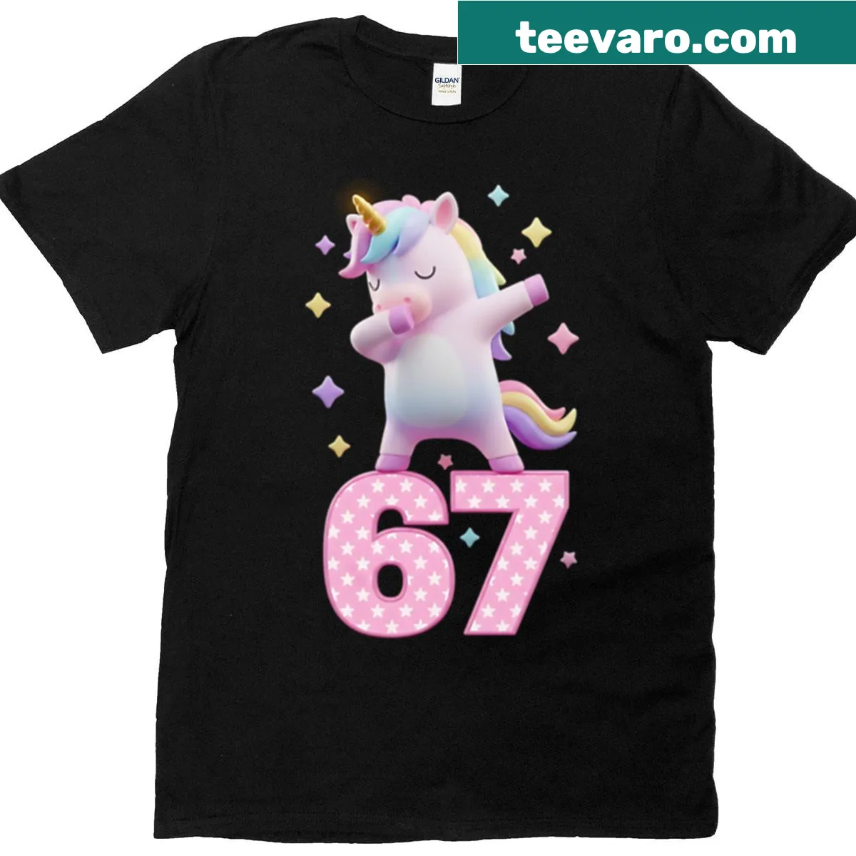 Kawaii dab unicorn graphic T-shirt with a fun design — on a men's t-shirt