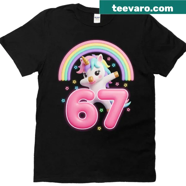 Dabbing unicorn graphic T-shirt with fun vibes design