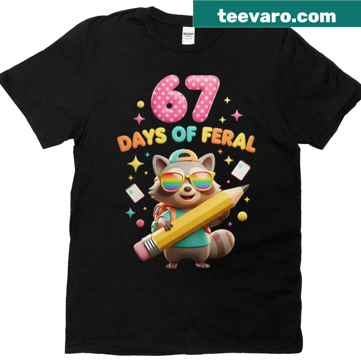 T-shirt with funny raccoon graphic for back to school — on a men's t-shirt