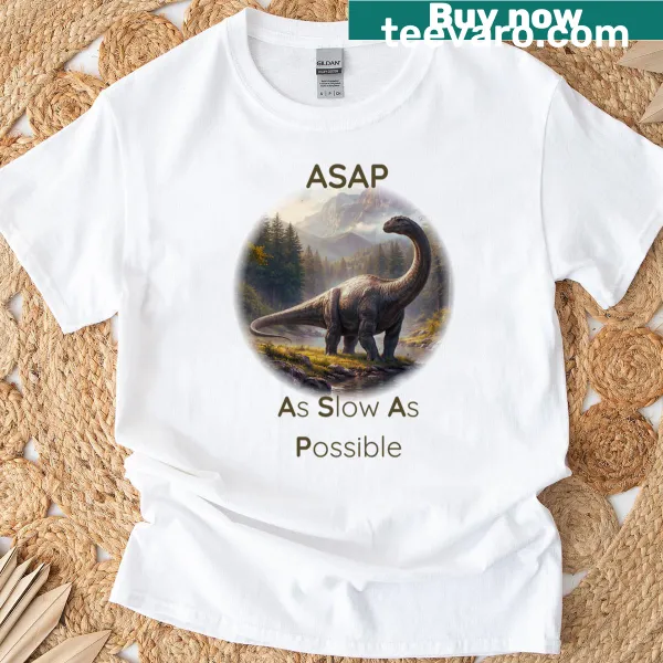 T-shirt featuring a peaceful Apatosaurus with humorous text